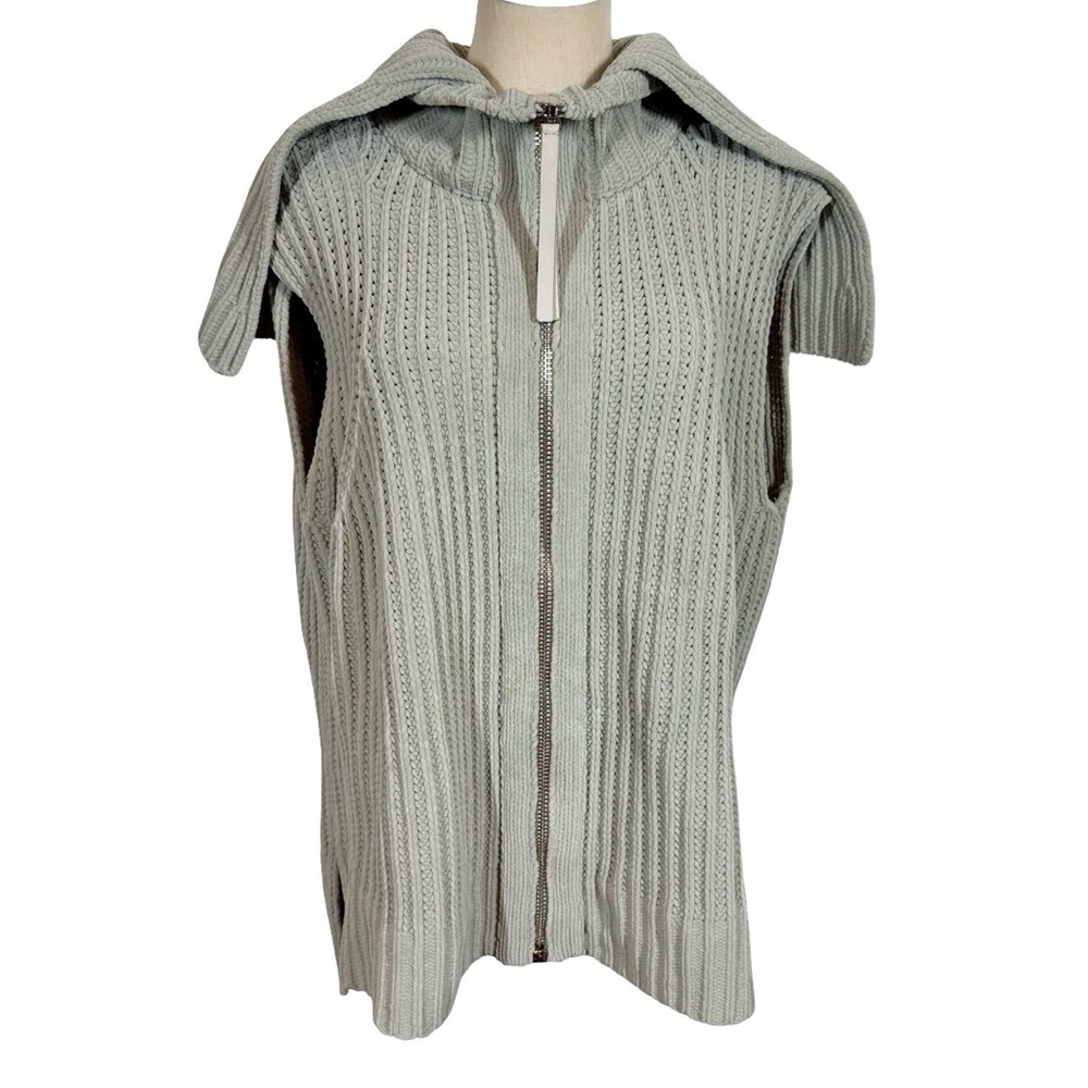 ALEXANDER WANG Zip Chunky Ribbed Shawl Collar Oversized Sweater Vest - Picture 8 of 10